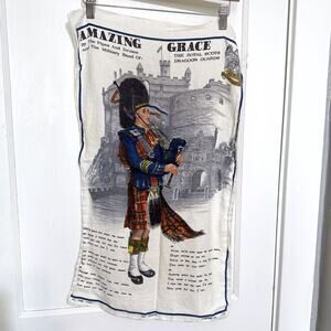 Vtg Lamont Irish linen tea towel, Amazing Grace, Royal Scots Dragoon Guards